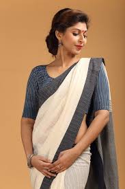 Black And White Striped Saree Blouse Blouses Elegant Saree Black And White Saree Traditional Fashion
