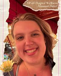 Introducing our VP of Chapter Wellness: Hannah Bittel! Hannah is a junior  Nursing major from Pittsburgh, PA. Hannah is excited to “come up with ideas  and fun activities that my sisters and