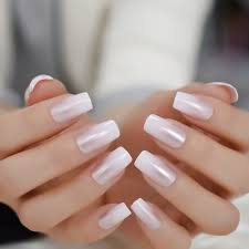 Pearl Shine Glossy Fake Nails Shimmer White Square French Nail Ombre Faux Ongles Gradient Medium Fingernails With Gluetabs Wish The most common white acrylic nails material is plastic.