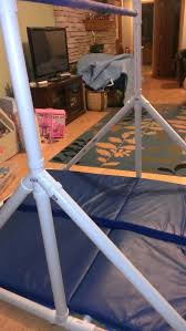 Diy Gymnastics Bars I Dont Remember The Exact Dimensions But Made With Pvc Pipes Pvc Cement The Diy Gymnastics Bar Gymnastics Diy Diy Gymnastics Equipment