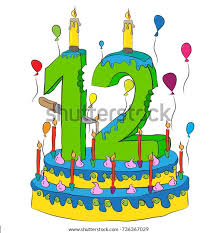 12 Birthday Cake Number Twelve Candle Stock Vector (Royalty Free) 736367029