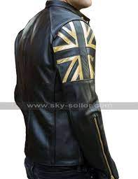 Mens Vintage Union Jack Uk Flag Biker Cafe Racer Motorcycle Black Leather Jacket Leather Jacket Black Leather Jacket Uk Flag