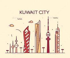 Kuwait City Skyline Silhouette Vector Linear Style City Skyline Silhouette Skyline Silhouette Kuwait City