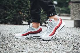 Look Out For The Nike Air Max 95 Essential Wolf Grey Team Red Kicksonfire Com Nike Air Max Nike Beautiful Sneakers
