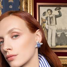 Sabbadini Bee Earrings, Invisible Setting Light Blue Sapphires
