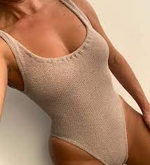 Nude One Piece Swimsuit / Bodysuit in Crinkle Stretch / - Etsy