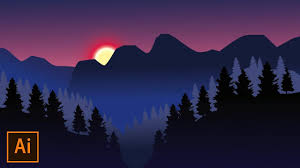 Illustrator Tutorial Morning Mist Mountain Landscape Flat Design Tut Illustrator Tutorials Illustration Mountain Landscape