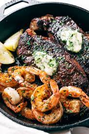 Garlic Butter Skillet Steak And Shrimp Recipe Little Spice Jar Recipe Steak And Shrimp Good Steak Recipes Steak Dinner