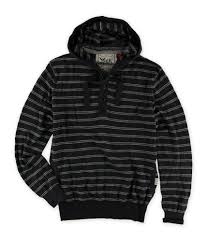 French Connection Mens Striped Knit Hooded Henley Shirt