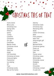 You'll find 63 unique questions and answers to test out your holiday knowledge and get competitive with those you love. The Christmas This Or That Big Quiz Free Printable Me And B Make Tea