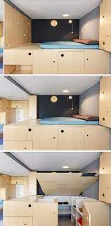 This Lofted Bed Makes It Possible To Add Extra Storage To The Apartment But With This Design They Are Able To Lift It Small Room Design Small Apartments Home