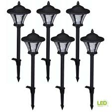 Hampton Bay Low Voltage Black Outdoor Integrated Led Landscape Coach Style Path Light With Water Glass Lens 6 Pack 29156 The Home Depot