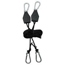 Hydro Crunch 1 8 In Heavy Duty Ratchet Hanger Adjustable Grow Light Rope Clip Carabiner Light Hanger Pair D940003500 The Home Depot