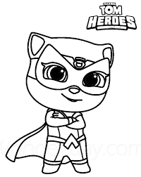 A superhero is a heroic character possessing supernatural powers and extraordinary talents, in the coloring page just have fun with your colored pencils, imagine and color your own superheroes' costumes. Angela Hero Coloring Page Online Coloring Pages