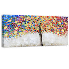 Wall art pictures frames on wall modern artwork framed wall art abstract canvas painting canvas painting black. Kas Home Abstract Art Blooming Gold Leaf And Colorful Flower Tree Canvas Prints Large Framed Wall Art Wall Paintings For Living Room Bedroom Home Decorations Wall Decor Buy Online In