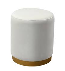 Square shape bedroom plush cream velvet ottoman / stool gold finish. Opal Cream Velvet Ottoman W Gold Base By Tov Furniture