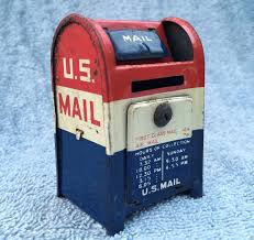 Vintage Tin Litho Us Mail Post Office Usps Mailbox Coin Bank Toy Made In Japan Vintage Tin Usps Mailbox Mailbox