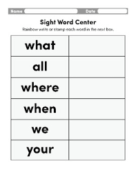 First 100 Sight Words Chart 6