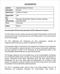 If you are a job seeker looking for a director of finance position, use our sample job description below to see what job skills and experiences employers coordinate, analyze and report the financial performance to management and board of directors (financial performance, projections and other. Free 10 Finance Director Job Description Samples In Ms Word Pdf