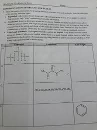 Learn vocabulary, terms and more with flashcards, games and other study tools. Solved Representations Of Organic Molecules Worksheet 12 Chegg Com