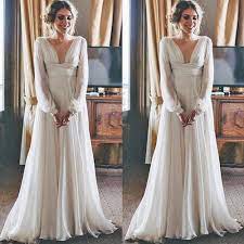 Beach Chiffon Wedding Dresses For Bride 2020 Elegant A Line Long Sleeve Cheap Bridal Dresses 2021 Cheap Bridal Dresses Elegant Wedding Gowns Chiffon Wedding Dress Beach