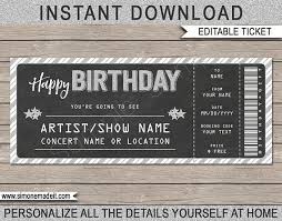 Printable Concert Ticket Gift Gift Voucher Certificate Fake Etsy In 2020 Concert Ticket Gift Concert Ticket Template Concert Tickets