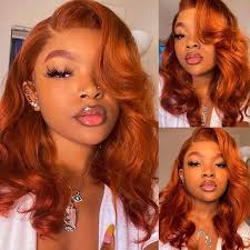 COPPER SHORT BODY WAVY lace front wig *NEW*