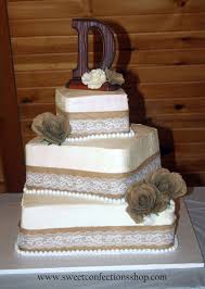 Square Vintage Burlap And Lace Wedding Cake Burlap Wedding Cake Square Wedding Cakes Rustic Wedding Cakes Vintage