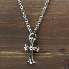 Sliver Cross Necklace For Biker Trucker Cool Rock Punk Motorcycle Solid Sterling Silver 925 Mens Cross Necklace Silver Mens Cross Chain Sterling Silver Jewelry