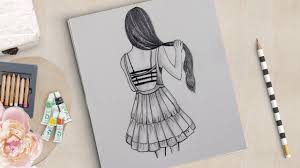 How To Draw A Girl With Long Hair Girl Drawing Tutorial Drawing Tutorial Girl Drawing Drawings