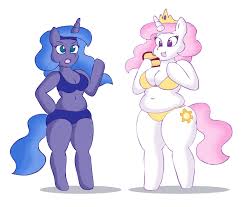 A great format for series/collection presentation; 581629 Anthro Artist Lordstormcaller Belly Belly Button Bra Breasts Busty Princess Celestia Busty Princess Luna Cake Cakelestia Chubby Chubbylestia Cleavage Clothes Derpibooru Import Fat Female Open Mouth Panties Plump Princess