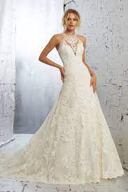 High Neckline Wedding Dress Idea Lace Fit And Flare Wedding Dress With High Neckline Style 1708 Wedding Dress Long Sleeve A Line Wedding Dress Bridal Gowns