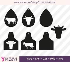 Cow Earrings Svg Dxf Eps Png Jpg Cow Earrings Tear Drop Etsy In 2020 Leather Diy Crafts Leather Diy Diy Leather Earrings