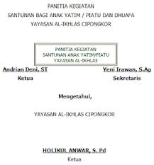 Contoh Surat Permohonan Bantuan Untuk Anak Yatim Surat Yatim Piatu Proposal