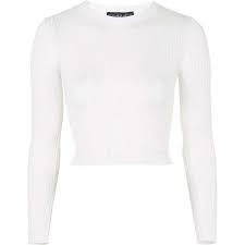 Black And White Crop Top Long Sleeve Topshop Tall Knitted Ribbed Cropped Sweater Found On Polyvore Featuring Tops Sweaters Crop T Long Sleeve Ribbed Shirt White Long Sleeve Shirt Cropped Sweater