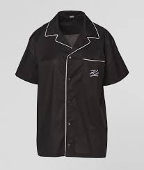 Short Sleeved Piped Pyjama Shirt Karl Lagerfeld Collections By Karl Lagerfeld Karl Com