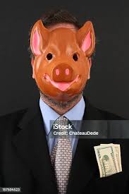 Business Man Pig Mask Stock Photo