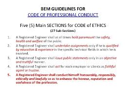 A code of ethics and professional conduct outlines the ethical principles that govern decisions and behavior at a company or organization. Engineering Ethics Sharifah Zati Hanani Syed Zuber Sharifahzatiunimap