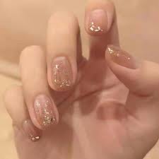 Modern warfare and call of duty: Nude Purple Gold Flakes Tip Press On Nail Beauty Personal Care Hands Nails On Carousell