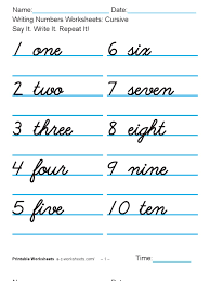 This handwriting worksheet with the words for the numbers one to five is useful for extra practice and review. Writing Numbers Worksheets Cusive 1 100 Calligraphy Western Calligraphy