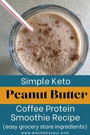 In a blender, combine the frozen coffee cubes, atkins protein shake, coconut cream, and avocado in a blender. Simple Keto Peanut Butter Coffee Protein Smoothie With Optional Chocolate Upgrade Warms My Soul