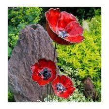 Mohn Keramik 3 Poppies Blumen Garten Ton Rot Set Keramik Blumen Tonblumen Mohnblume