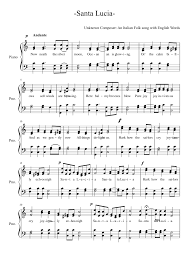 Santa Lucia Sheet Music Composed By Unknown Composer An Italian Folk Song With English Words 1 Of 1 Pages Santa Lucia Song Santa Lucia Santa Lucia Day