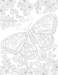 When we think of october holidays, most of us think of halloween. Coloring Book Page For Adult With Butterfly Flowers And Foliage Vector Black And White Pattern Royalty Free Cliparts Vectors And Stock Illustration Image 62958852