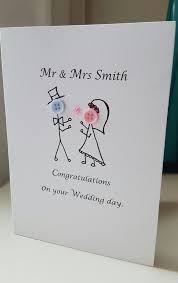 Hand Made Personalised Wedding Day Cards Button Heads Homemade Wedding Cards Wedding Day Cards Personalised Wedding Cards