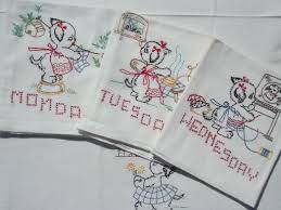 5 out of 5 stars. Vintage Days Of The Week Embroidered Kitchen Towels Puppies Doing Chores