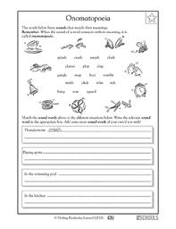 Revolutionize practice with our printable 4th grade language arts worksheets with answer keys, offering unique learning avenues in relative pronouns, forming progressive verb tenses, using helping verbs and modal auxiliaries, ordering adjectives, using correct capitalization, and punctuation. Onomatopoeia 3rd Grade 4th Grade Writing Worksheet Greatschools