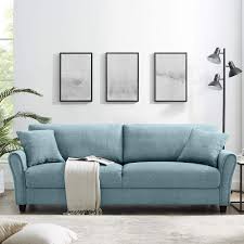 Generic wooden upholstered accent chair fabric armchair home office Amazon Com Tribesigns 85 Inch Comfortable Couch Sofa Modern Upholstered Linen Soft Loveseat Sofa Couch For Living Room Small Apartment Denim Blue Kitchen Dining