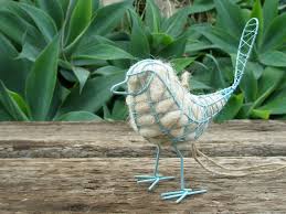 Blue Bird Nester Wire Bird With Llama Fibre Nesting Material Little Blue Bird Backyard Bird Nesting Supplies Unique Items Products Gifts For Mum Blue Bird
