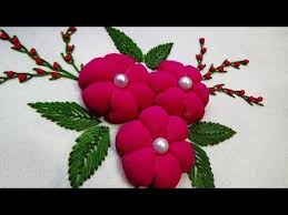 Hello friends,in today's video i will show you beautiful 3d flowers so keep watching and don't forget to subscribe,like. Hand Embroidery Pom Pom Flowers Youtube Embroidery Flowers Brazilian Embroidery Hand Embroidery